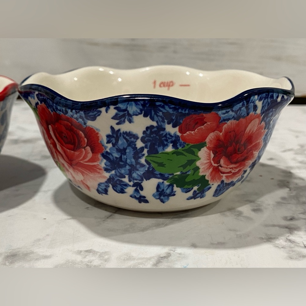 The Pioneer Woman Nesting Measuring Bowls & Spoons Set 8 piece Floral  Stoneware - Picture 13 of 16